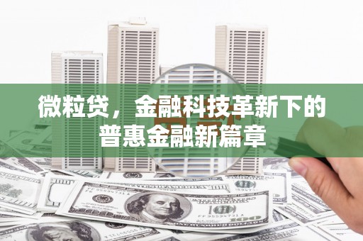 萍乡微粒贷，金融科技革新下的普惠金融新篇章