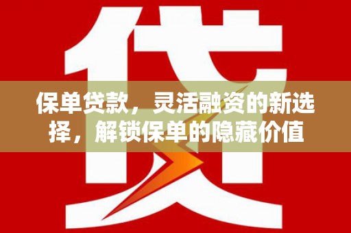 萍乡保单贷款，灵活融资的新选择，解锁保单的隐藏价值