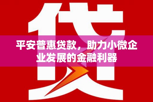 萍乡平安普惠贷款，助力小微企业发展的金融利器
