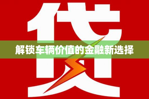 萍乡解锁车辆价值的金融新选择