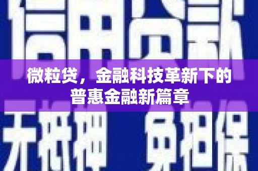 萍乡微粒贷，金融科技革新下的普惠金融新篇章